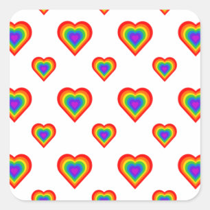 Pegatina Cuadrada Corazón arcoiris