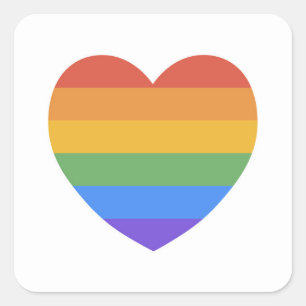 Pegatina Cuadrada Corazón arcoiris