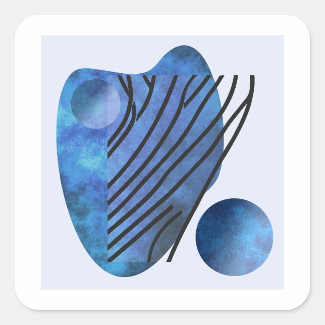 Pegatina Cuadrada Corazón azul (Anverso)