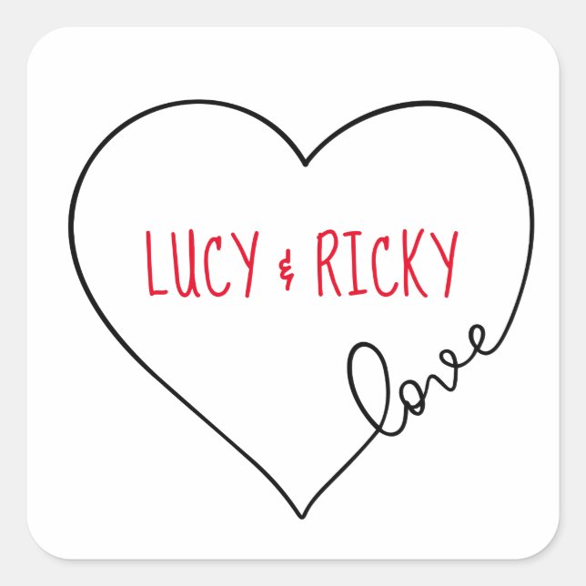 Pegatina Cuadrada Corazón Bonito (Anverso)
