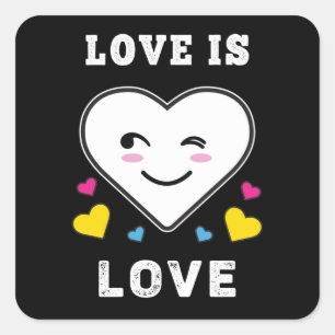 Pegatina Cuadrada Corazón Cara El Amor Es El Amor LGBTQ El Orgullo P