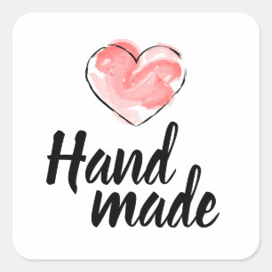 Pegatina Cuadrada Corazón de acuarela lindo hecho a mano