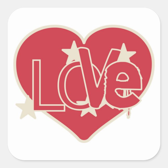 PEGATINA CUADRADA CORAZÓN DE AMOR (Anverso)