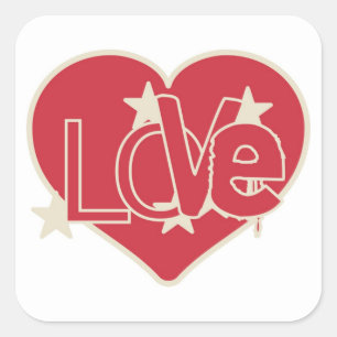 PEGATINA CUADRADA CORAZÓN DE AMOR