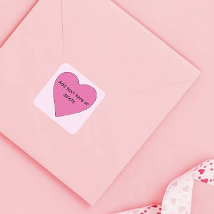 Pegatina Cuadrada Corazón de amor rosado