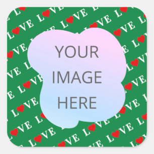 Pegatina Cuadrada Corazón de AMOR verde