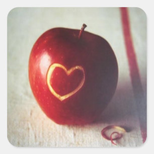 Pegatina Cuadrada Corazón de Apple