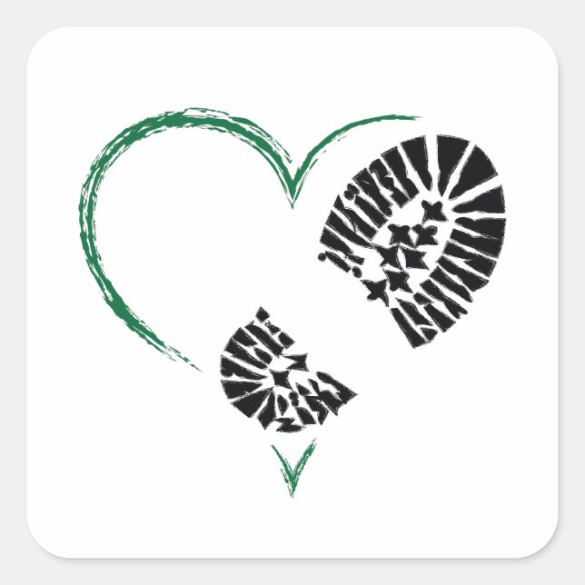 Pegatina Cuadrada corazón de arranque (Anverso)