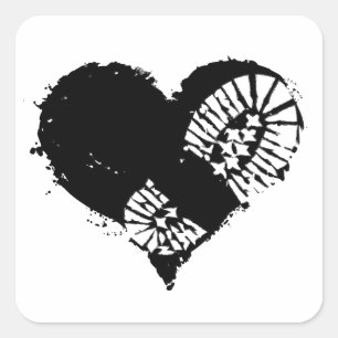 Pegatina Cuadrada corazón de arranque