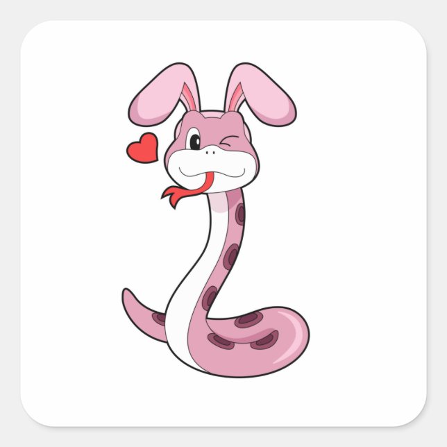 Pegatina Cuadrada Corazón de Conejo de Serpientes (Anverso)