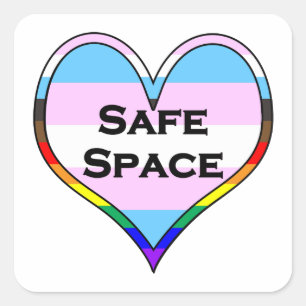 Pegatina Cuadrada Corazón de espacio seguro trans.