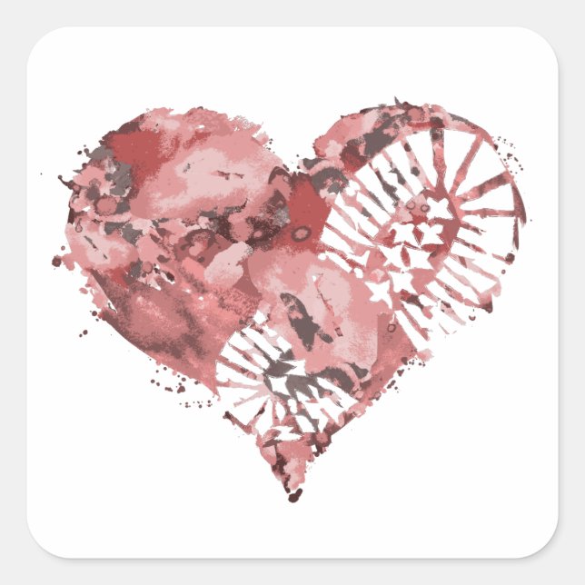 Pegatina Cuadrada corazón de estómago de arranque (Anverso)