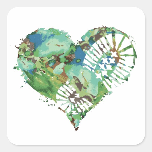 Pegatina Cuadrada corazón de estómago de arranque (Anverso)