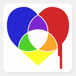 Pegatina Cuadrada corazón de gráfico de colores
