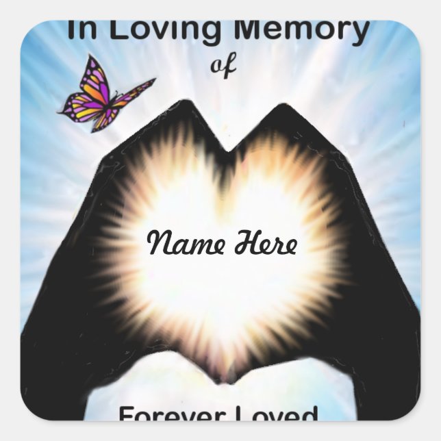 Pegatina Cuadrada Corazón de mano eterna (Anverso)