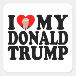 Pegatina Cuadrada Corazón de mi Donald Trump 47° presidente