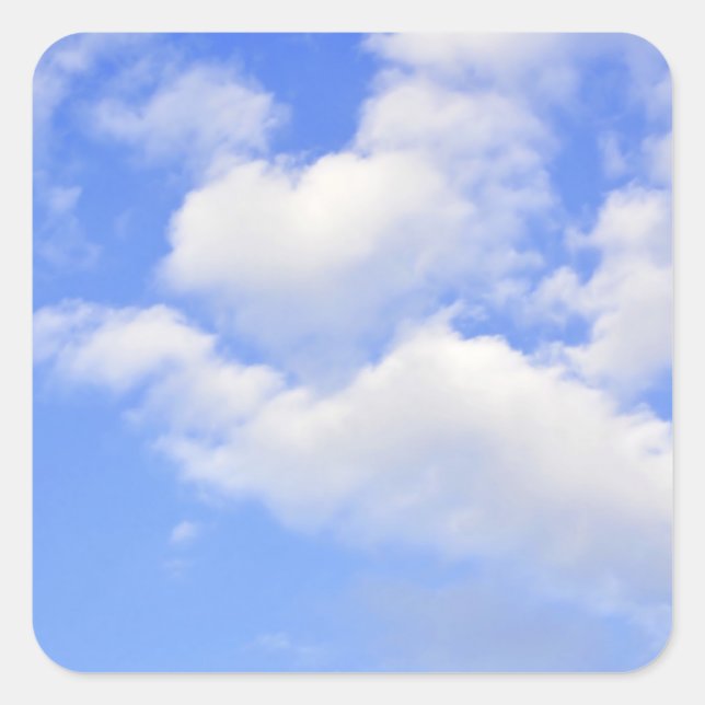 Pegatina Cuadrada Corazón de nubes (Anverso)