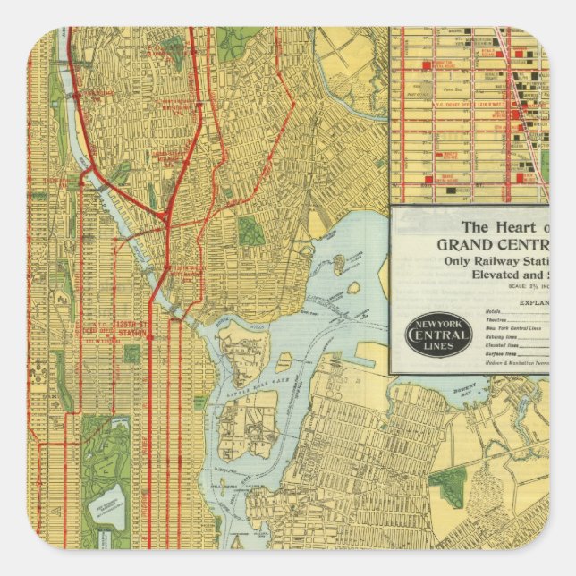 Pegatina Cuadrada Corazón de Nueva York (Anverso)