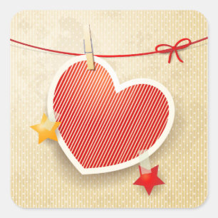 Pegatina Cuadrada Corazón de papel
