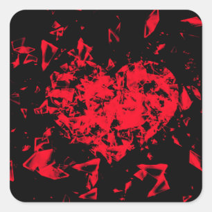 Pegatina Cuadrada Corazón destrozado