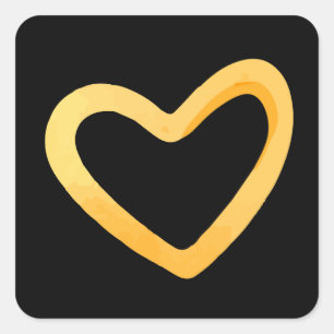 Pegatina Cuadrada Corazón dorado sobre fondo negro