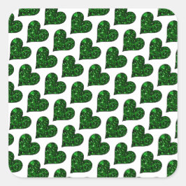Pegatina Cuadrada Corazón esmeralda del Día de San Patricio