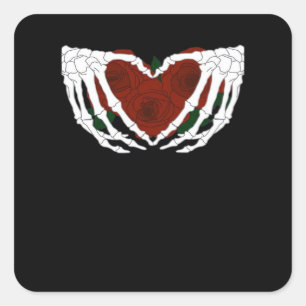 Pegatina Cuadrada Corazón esquelético