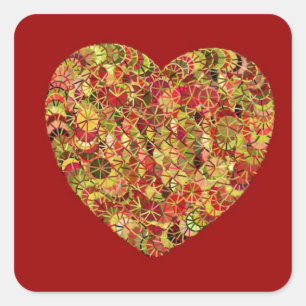 Pegatina Cuadrada Corazón floral de bonito