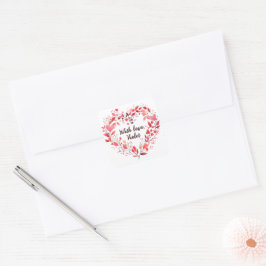 Pegatina Cuadrada Corazón floral personalizado
