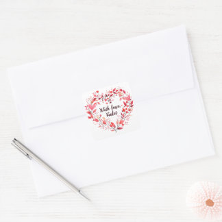 Pegatina Cuadrada Corazón floral personalizado