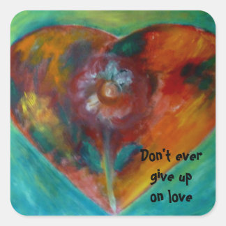 Pegatina Cuadrada corazón florido