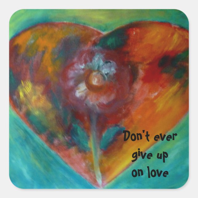 Pegatina Cuadrada corazón florido (Anverso)