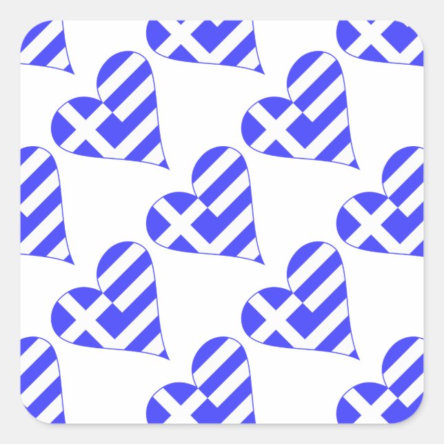 Pegatina Cuadrada Corazón Griego Funky Tiled (Anverso)