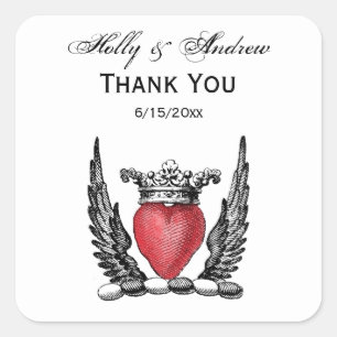Pegatina Cuadrada Corazón heráldico con Escudo del escudo de armas
