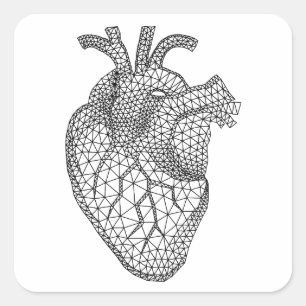 Pegatina Cuadrada Corazón humano geométrico