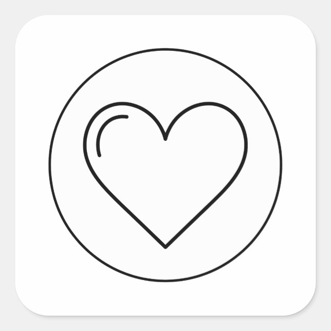 Pegatina Cuadrada Corazón Mínimo Icónico (Anverso)