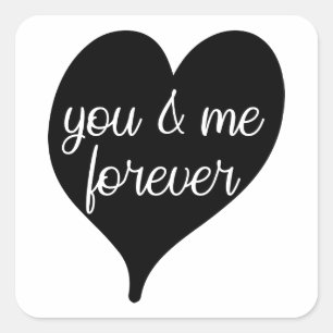 Pegatina Cuadrada Corazón Negro de Amor - Tú y Yo Por Siempre Favor