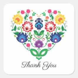 Pegatina Cuadrada Corazón popular con texto personalizado