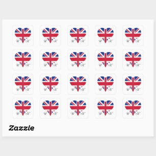 Pegatina Cuadrada Corazón Reino Unido Gran Bretaña Bandera Británica