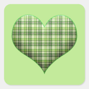 Pegatina Cuadrada Corazón retro de platillo verde St Patrick