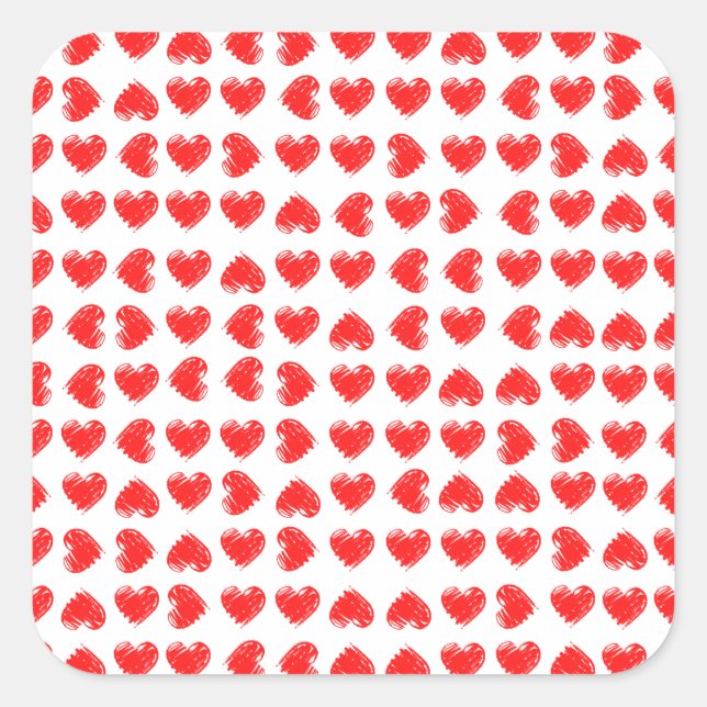 Pegatina Cuadrada Corazón rojo (Anverso)