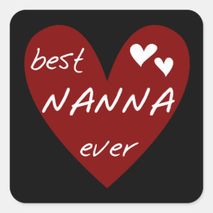 Pegatina Cuadrada Corazón Rojo Mejor Nanna Camisetas y Regalos