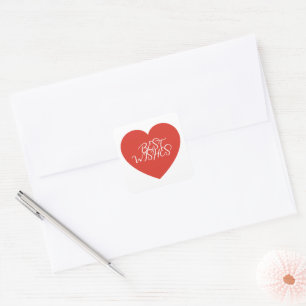 Pegatina Cuadrada Corazón Rojo Mejores Deseos Modernista Minimalista