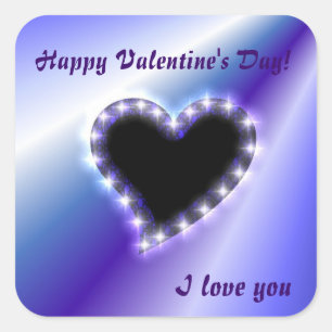 Pegatina Cuadrada Corazón sobre el arcoiris morado