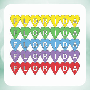 Pegatina Cuadrada Corazones Arcoíris de Florida