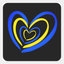 Pegatina Cuadrada Corazones azules y amarillos sobre las inspiracion