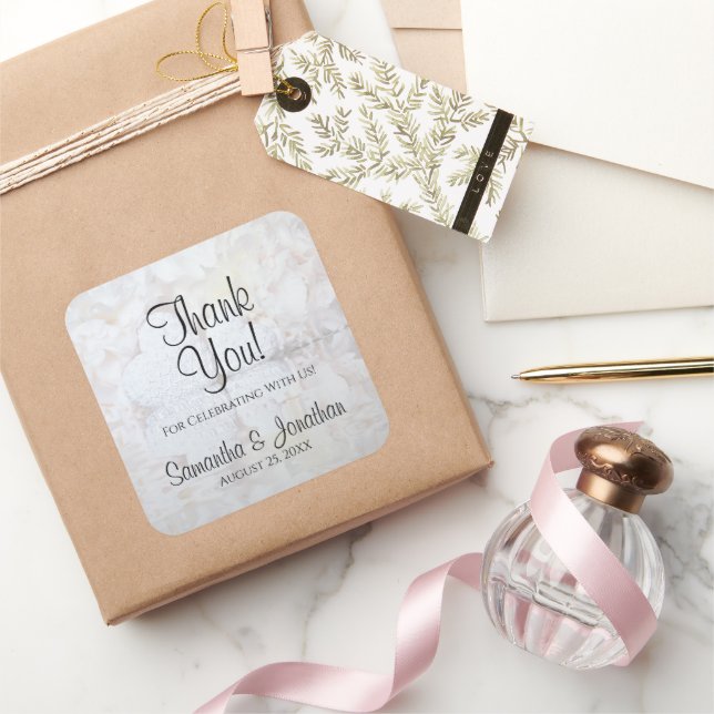 Pegatina Cuadrada Corazones blancos y reflexiones peones Boda Gracia (Regalar)