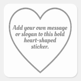 Pegatina Cuadrada Corazones brillantes plateados con tu mensaje