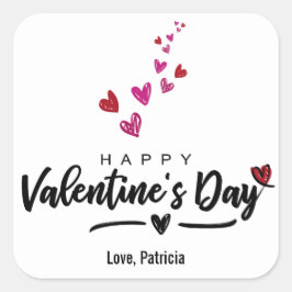 Pegatina Cuadrada Corazones con gritos El día de San Valentín Guión 