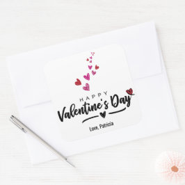 Pegatina Cuadrada Corazones con gritos El día de San Valentín Guión 